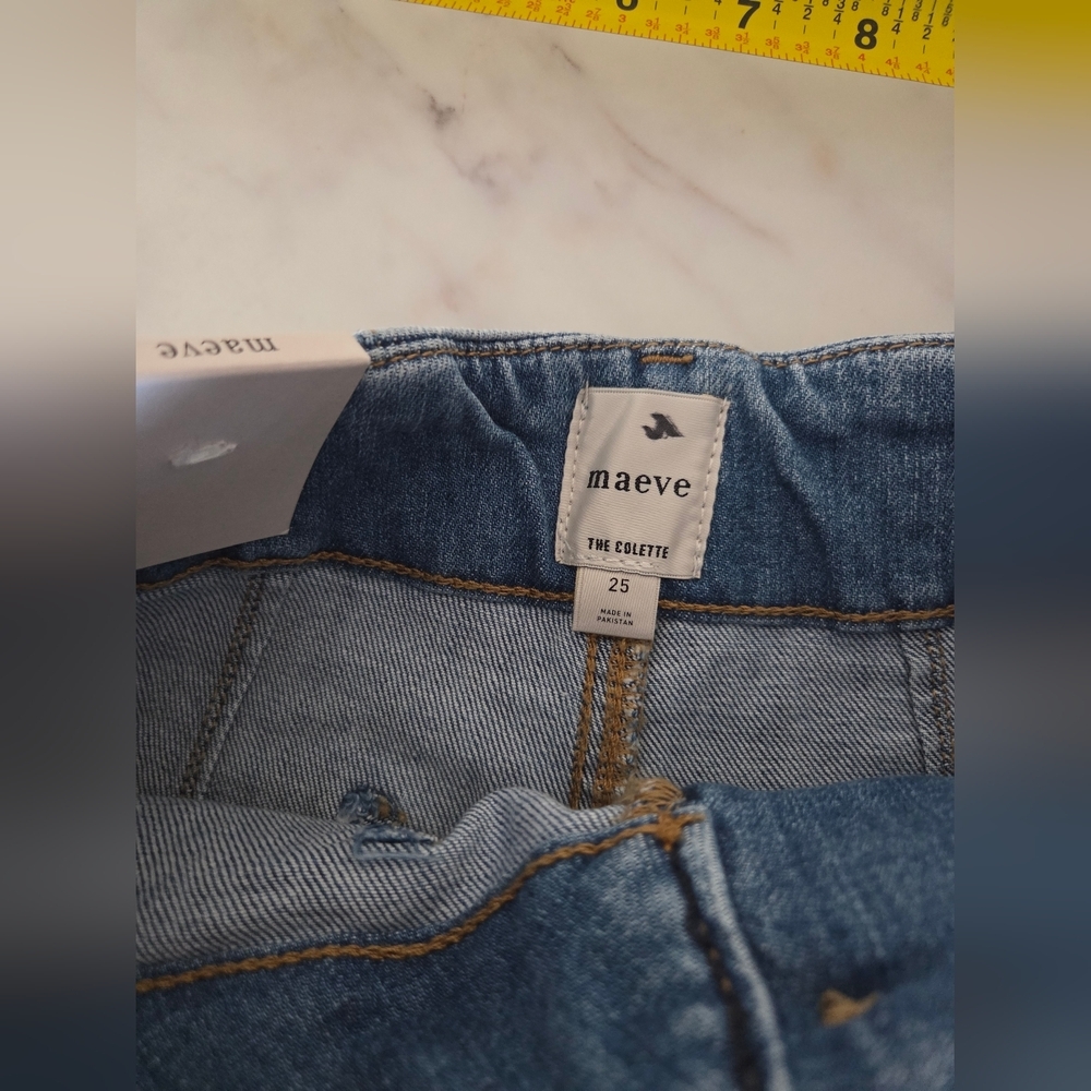 Maeve Colette Crop High Rise Wide Leg Anthropologie Denim Jeans Medium Wash - Picture 6 of 11